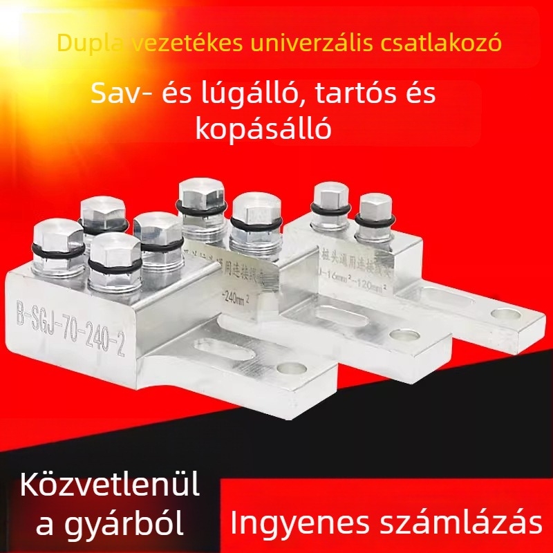 SGJ szigetelő kapcsoló transzformátor berendezéséhez, univerzális vezetékcsipesz egy- és kétsoros bekötéshez, nyomatékkal rögzítő csatlakozó, típus B