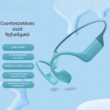 Úszáshoz tervezett csontvezetéses fülhallgató, Bluetooth, vezeték nélküli, IPX8 vízálló, nem fülbe helyezhető dizájn, kényelmes viselet