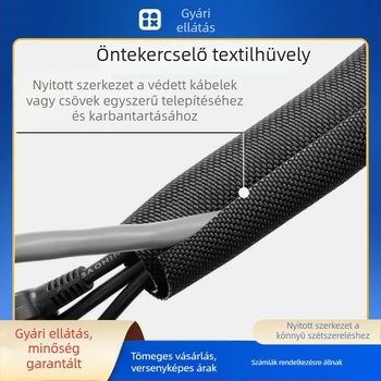 Textil védőcső elektromos vezetékekhez és autóhálózatokhoz, kopásálló, nyílt végű, önhengerlő kialakítás