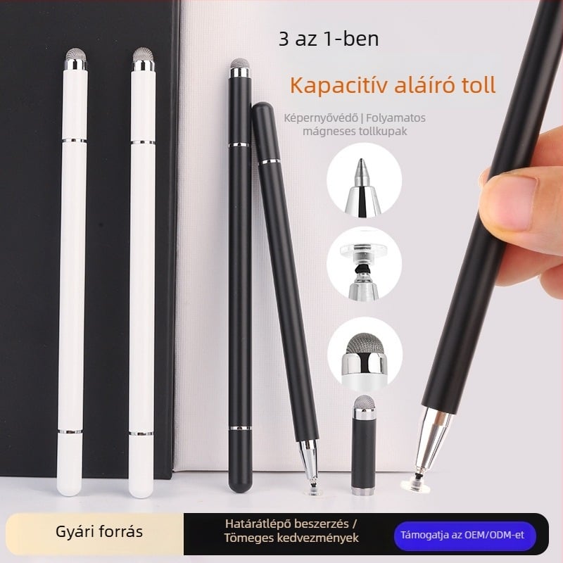 3-in-1 mágneses stylus érintőképernyőkhöz, univerzális tablet toll iPad, Xiaomi és Apple készülékekhez