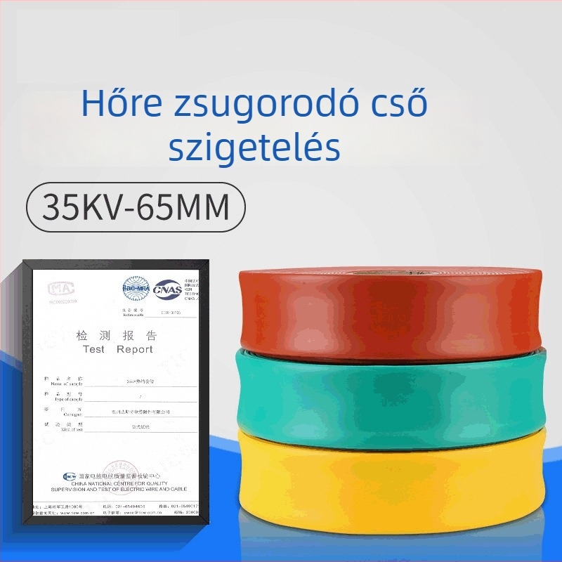 Minshen 35kV hőhúzódó szigetelő hüvely, háromszínű (vörös/sárga/zöld), nagy szilárdság, 125°C-ig hőállóság, környezetbarát