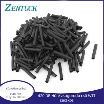 Hőre összehúzódó izolációs csövek, fekete, 5 mm átmérő, 20 mm hosszú, 420 darab, zacskóban