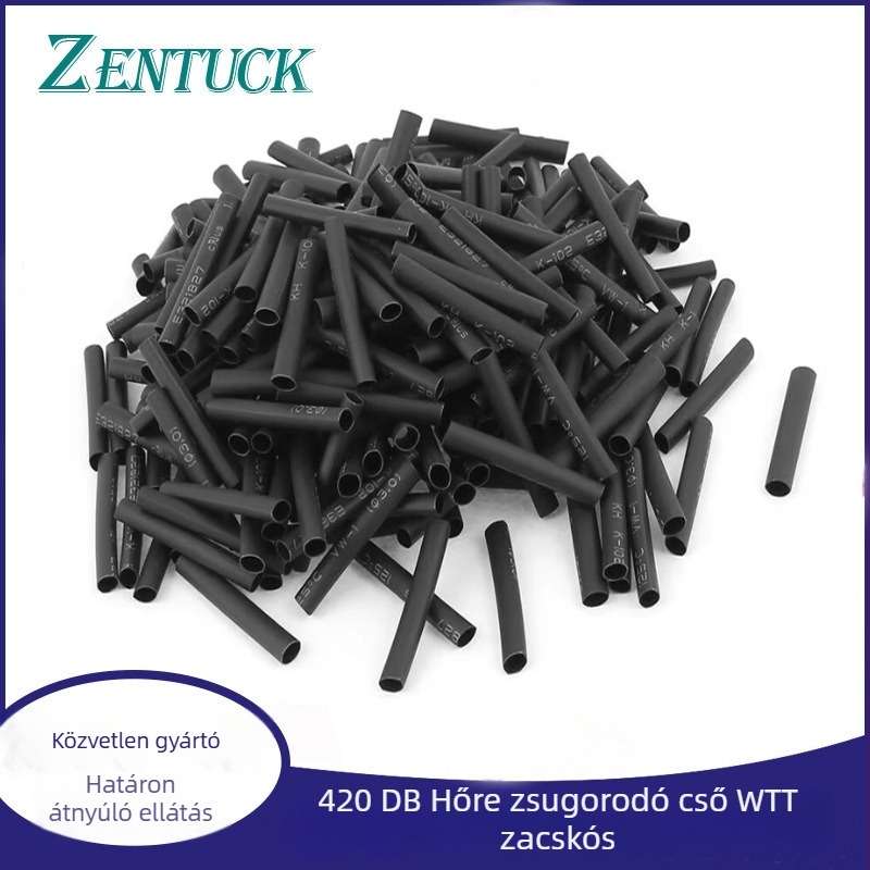Hőre összehúzódó izolációs csövek, fekete, 5 mm átmérő, 20 mm hosszú, 420 darab, zacskóban