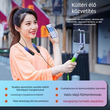 Új 5.1 Bluetooth fülmonitoros nyakpántos fejhallgató élő közvetítéshez és karaokéhoz, többfunkciós, vezeték nélküli, privát modell
