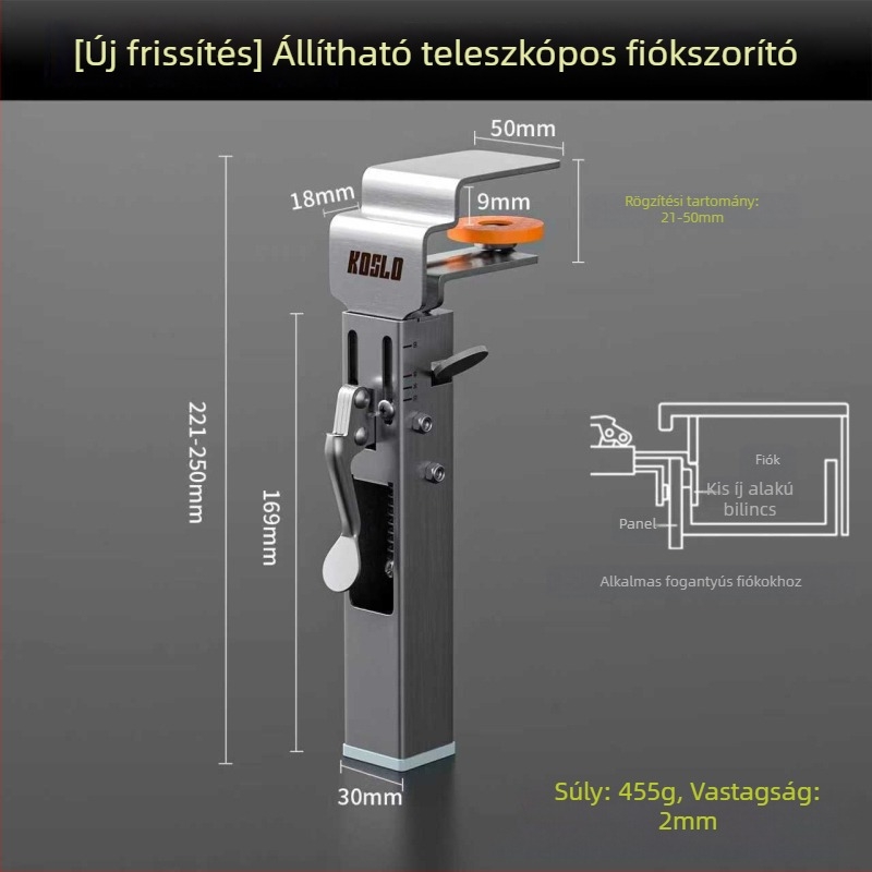 Rozsdamentes acél fiók- és panelrögzítő klipek – asztalossegéd