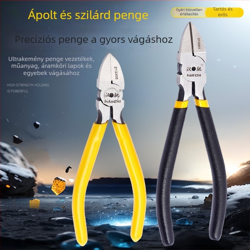 Ipari minőségű ferde vágófogók, 5–6 hüvelyk, mini fogó villanyszerelőknek, magas széntartalmú acél