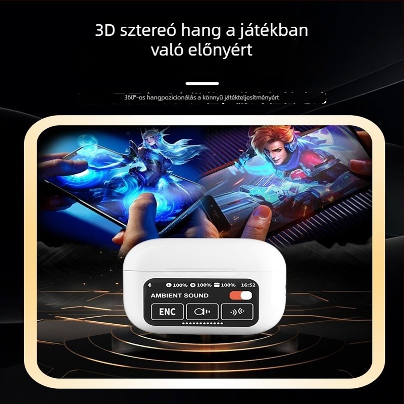 A9pro Bluetooth fejhallgató, ötödik generációs ANC, hosszú üzemidejű, többfunkciós, színes érintőképernyővel