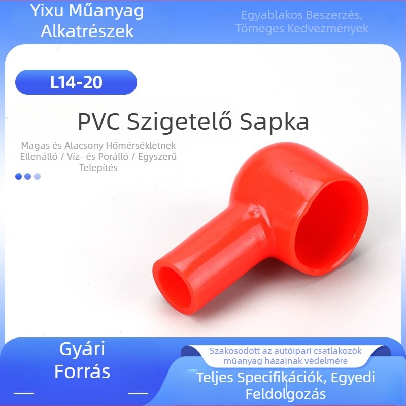 L14-20 cső alakú PVC akkumulátor terminál védőhüvely izoláló sapkával pozitív és negatív pólusokhoz