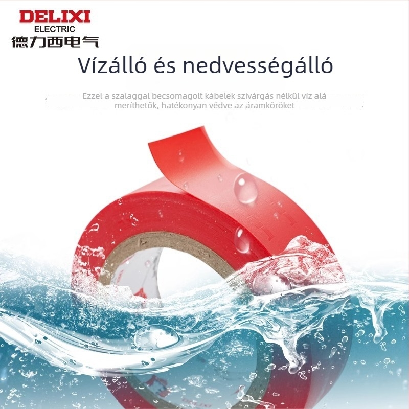 Delixi környezetbarát ólommentes elektromos szalag, tűzálló szigetelés, vízálló, magas hőmérséklet-tűrés, fekete