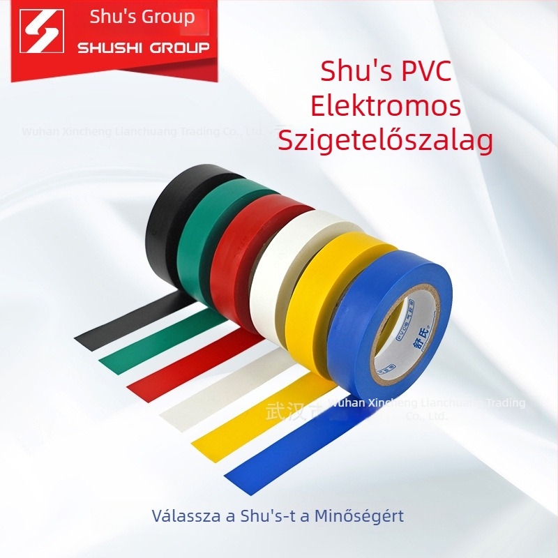 PVC elektromos szigetelő szalag, vízálló és tűzálló, fekete-fehér, széles tekercs, 20 m hosszú