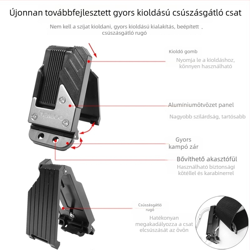 Elektromos és szigetelő szalag készlet tároló akasztóval és derékszíjjal gyorscsuklóval szerelési eszközökhöz