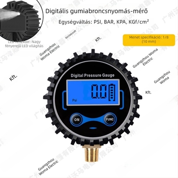 Digitális guminyomásmérő LCD-kijelzővel és fújópisztollyal