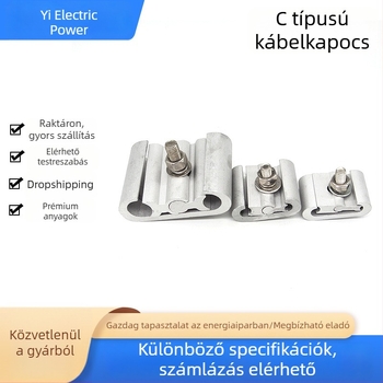 C-típusú alumínium ötvözetű vezetékcsipesz elektromos szerelvényekhez, kábelágazathoz gyors csatlakozó terminállal és vezetővel