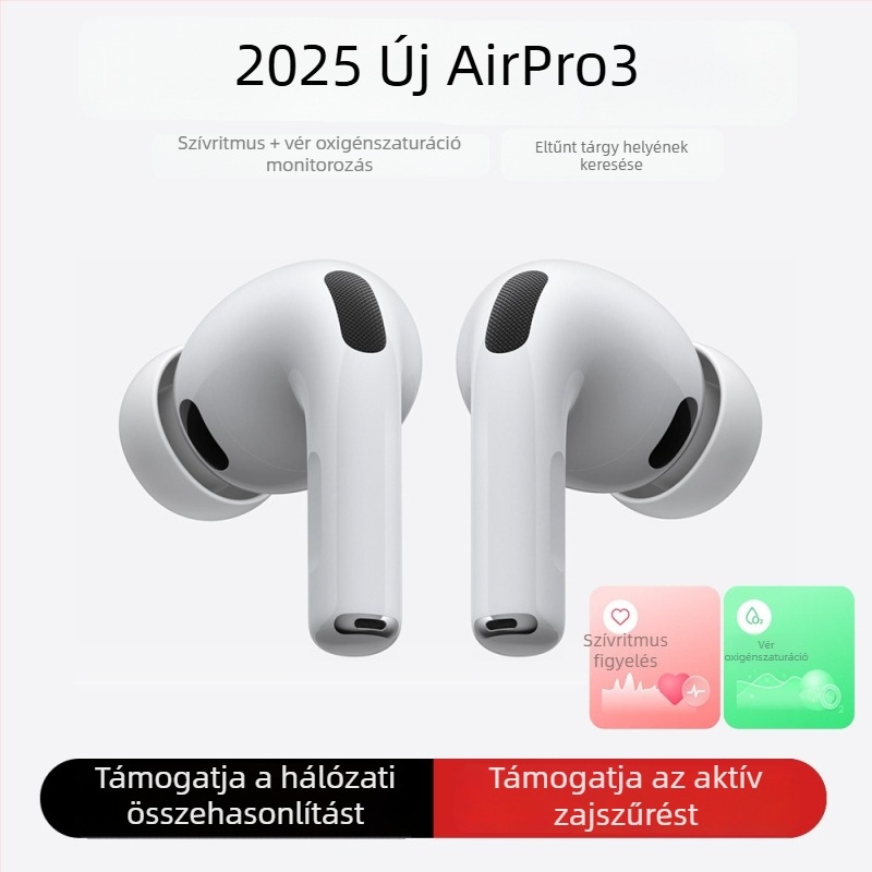 AirPro3 zajszűrős Bluetooth fülhallgató, in-ear, vezeték nélküli, Apple és Android kompatibilis, 2025 csúcsmodell, kiváló hangzás