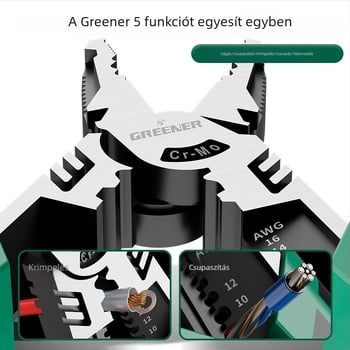 Greener/Green Forest ipari szintű zárható fogók kábelekhez, magas kopásállóságú villanyszerelő univerzális csípőfogó, multifunkciós készlet