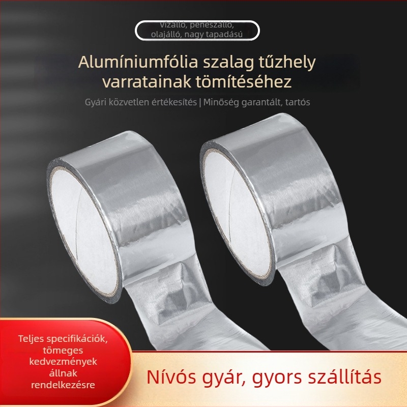 Öntapadós alumíniumfóliás szalag konyhai mosogatóhézagok tömítésére, magas hőmérséklet-állóság, vízmelegítő és klímacsövekhez