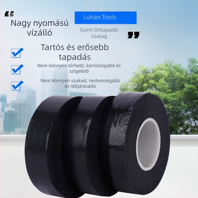 J20 nagyfeszültségű szigetelő öntapadós gumitape, fekete, 22 mm × 5 m × 0,9 mm