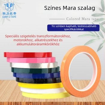Lianli színkódolt magas hőmérsékletű szigetelő szalag, PET, 9 mm x 66 m, Mara Gum sorozat, motorokhoz és transzformátorokhoz