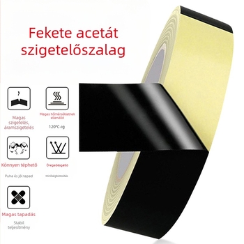 Személyre szabható fekete acetát szövet szalag kábelekhez, magas hőmérsékletnek ellenálló, tűzálló szigetelő, kézzel könnyen téphető