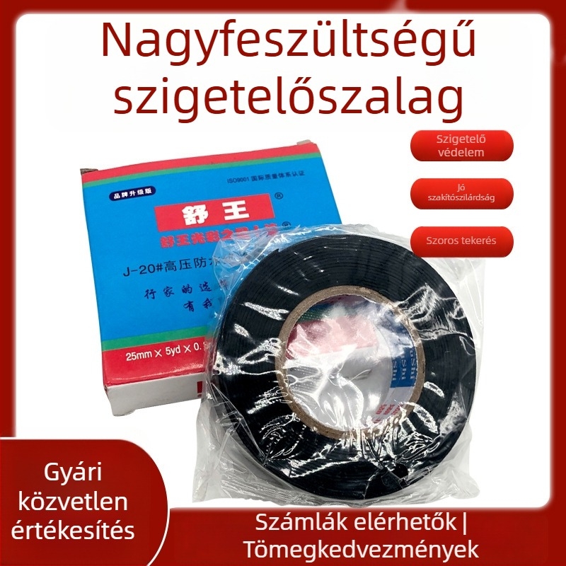 J20 magasfeszültségű szigetelő szalag, fekete, vízálló, öntapadós, egyoldalas