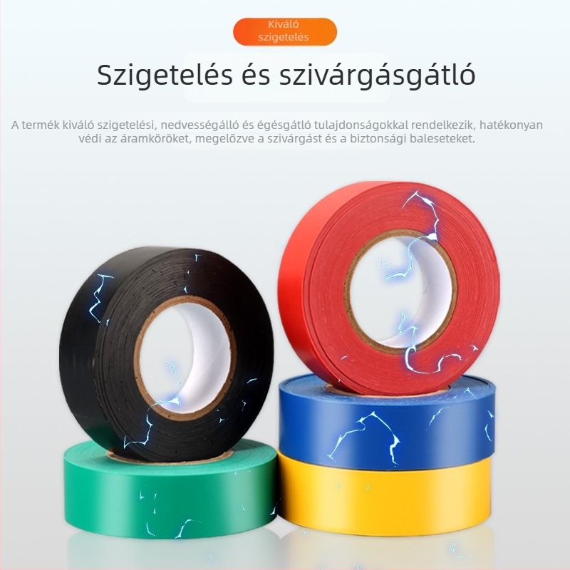 Ragasztómentes PVC színes szalag, 22 mm széles, kétoldalas szigetelő szalag kábelekhez, 16 m hosszú