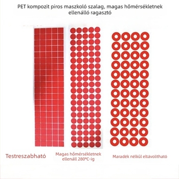 Poliimid magas hőmérsékletű maszkoló szalag a hőtranszferhez, antisztatikus, kétoldalas, barna-arany érintkezők, PET alap, akril ragasztórendszer, 150–180°C