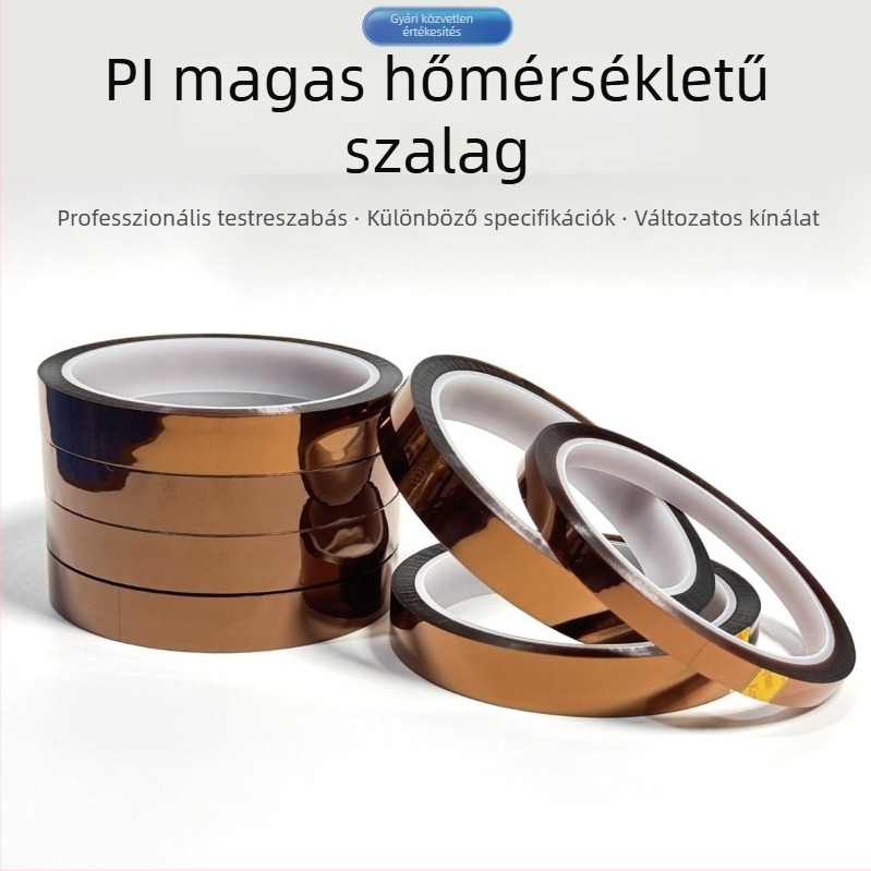 Goldfinger magas hőmérsékletű szalag erős ragasztó hátlappal, szigetelő polimid film, barna