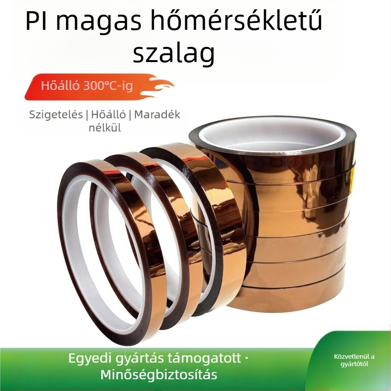 Goldfinger magas hőmérsékletű szalag erős ragasztó hátlappal, szigetelő polimid film, barna