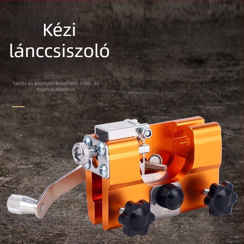 Kézzel hajtott láncszemcsiszoló eszköz fűrészhez, hordozható