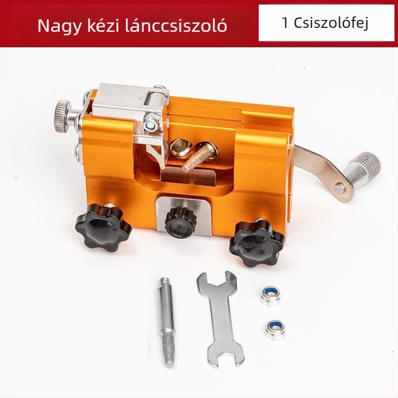 Kézzel hajtott láncszemcsiszoló eszköz fűrészhez, hordozható