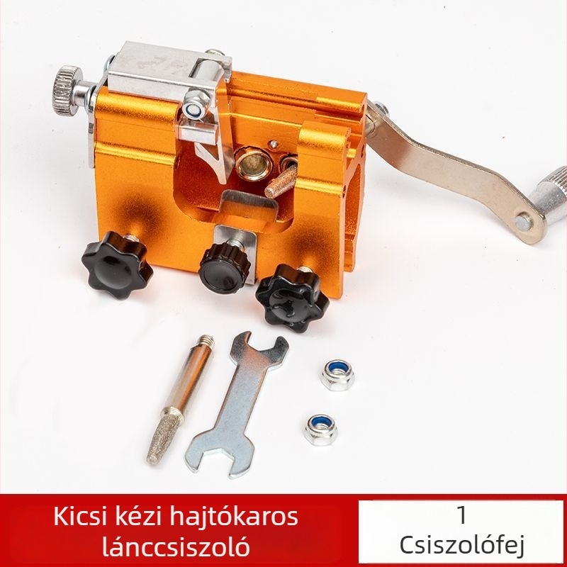Kézzel hajtott láncszemcsiszoló eszköz fűrészhez, hordozható