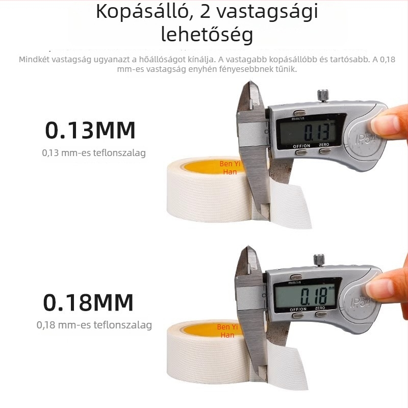Fehér PTFE szalag magas hőmérsékletű izolációhoz, 300°C, maszkolás és tömítés