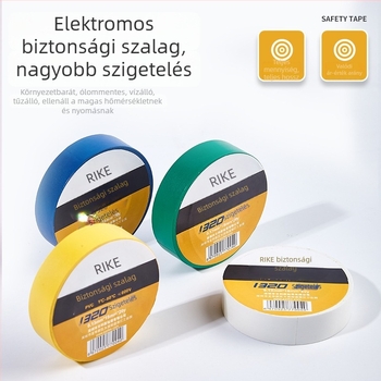 Rike elektromos szigetelő szalag PVC, vízálló, egyoldalas, 18 m hosszú, 18 mm széles, 0–80°C, 600V alatti feszültség, színes és vastagított, kaucsuk-alapú ragasztó