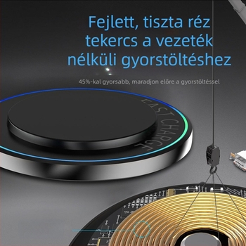 Új kerek 15W-os vezeték nélküli töltő tartó Android, Apple, Huawei és Samsung telefonokhoz