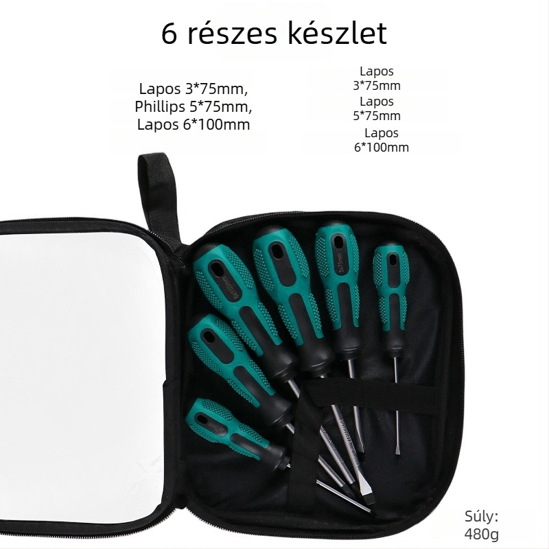 Mágneses csavarhúzó készlet, 10 darab, Phillips és lapos fejű csavarhúzók