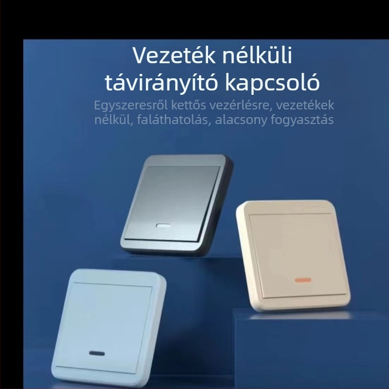 86-os típusú rocker önenergiát termelő vezeték nélküli kapcsoló, vízálló, akkumulátor nélkül, kettős kapcsoló, ragasztóval felragasztható panel
