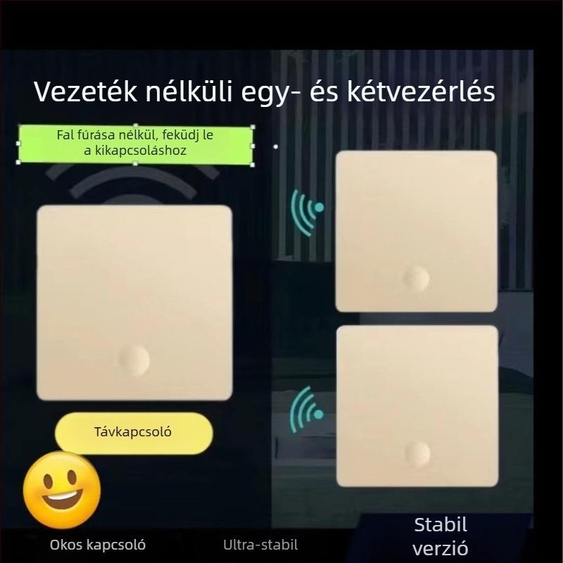 86-os típusú rocker önenergiát termelő vezeték nélküli kapcsoló, vízálló, akkumulátor nélkül, kettős kapcsoló, ragasztóval felragasztható panel