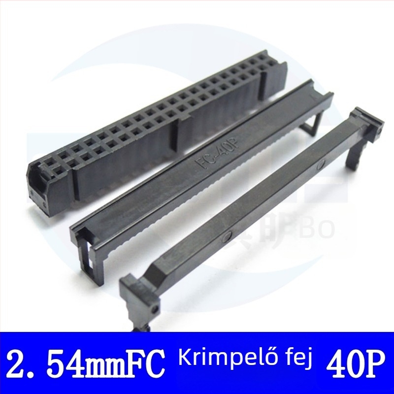 2,54 mm-es szürke szalagkábel IDC férfi fej, fekete csatlakozó, 10P/40P/16-pin