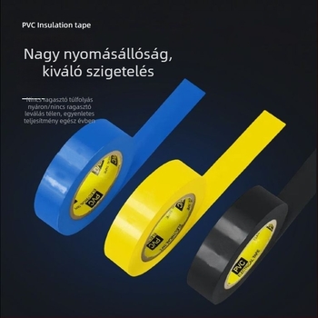 PVC elektromos szigetelő szalag, fekete, széles tekercs, erős tapadású, vízálló és korrózióálló, elektromos vezetékekhez és csövekhez
