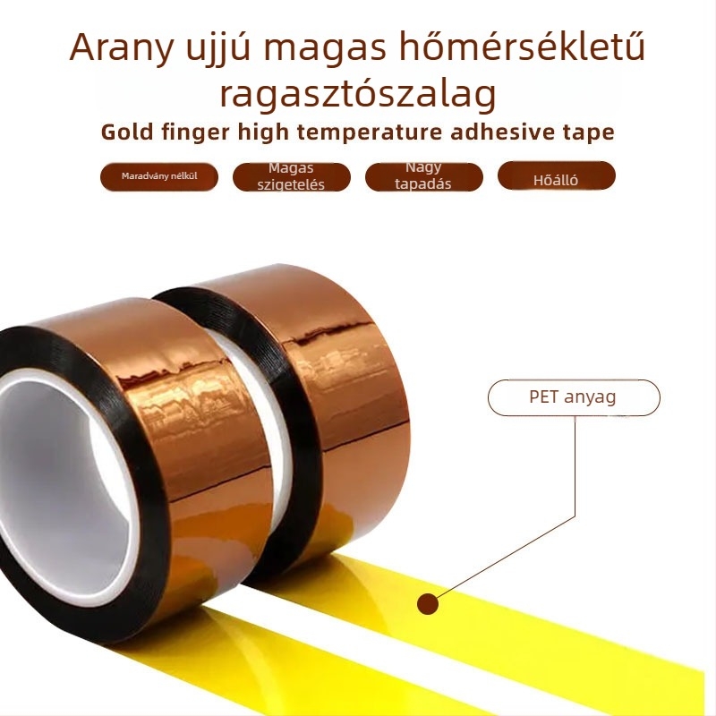 Barna poliimid alapú szalag aranyujjakhoz, nagy hőmérséklet-állóság, ragasztó maradvány nélkül, szigetelés