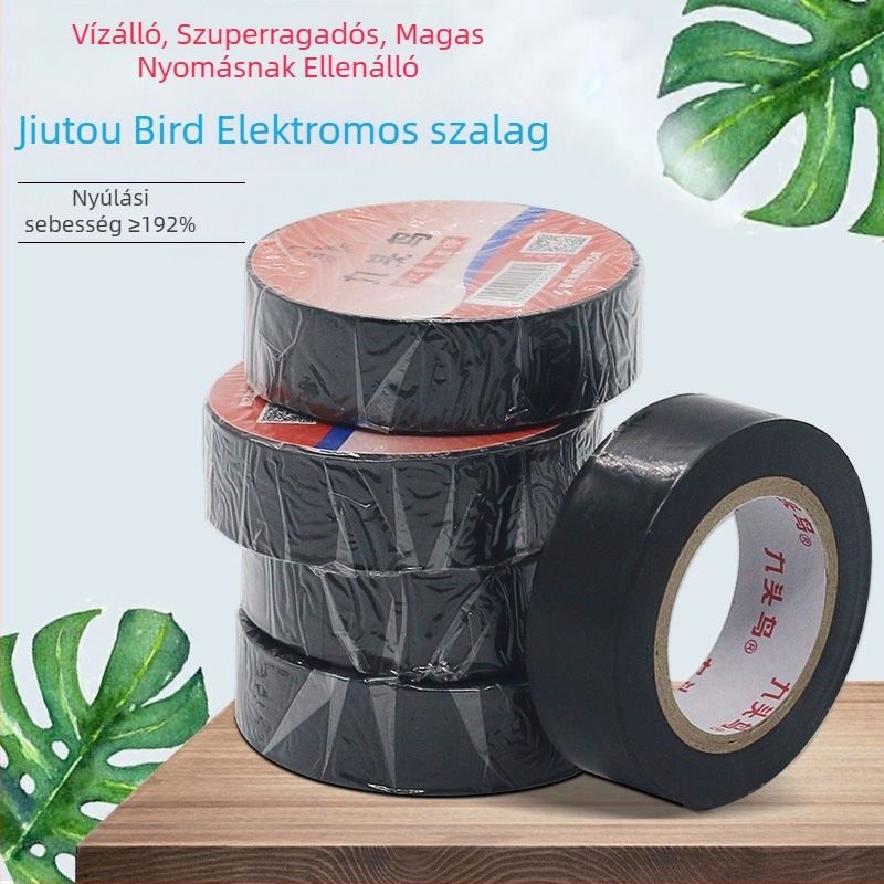 Fekete PVC elektromos szigetelő szalag, vízálló, magas hőmérsékletnek ellenálló, erős tapadással