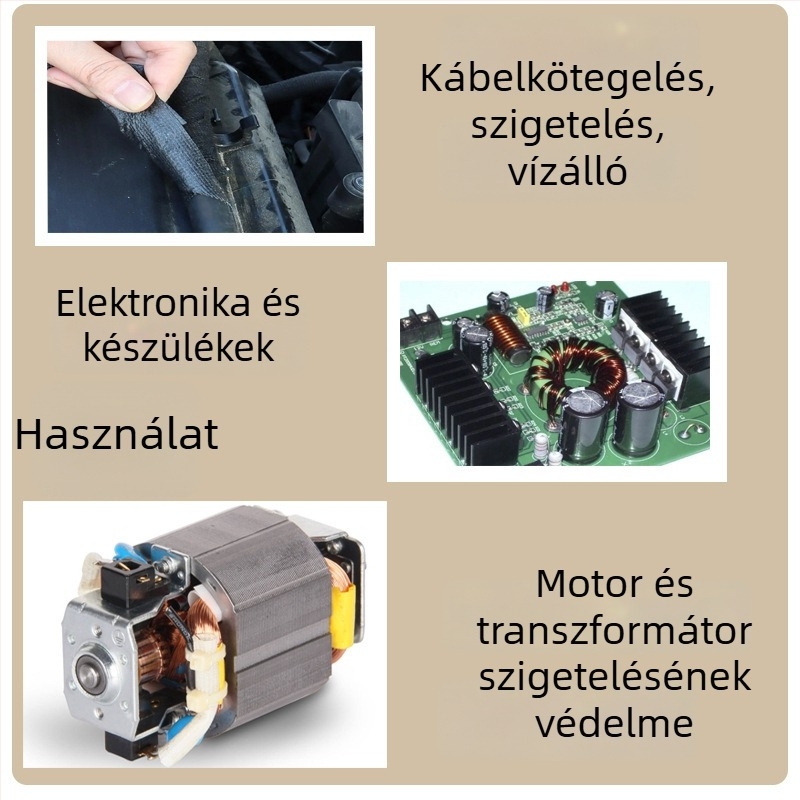 Fekete acetát szövött szalag LCD-kábel rögzítésére és izolálására, tűzálló, 0,12–0,20 mm vastagság, 30 m hosszú