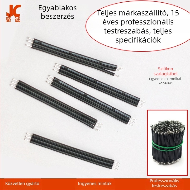 Többszálú magas hőmérséklet-álló szilikon kábel, rendkívül puha szilikon vezeték, személyre szabott kábel ónbevonatú csatlakozókkal mindkét végén