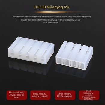 5,08 mm-es távolságú elektronikus csatlakozó gumírozott házzal – egyenes tűs dugasz, lyuktartó, szalagcsatlakozó (CH5.08)