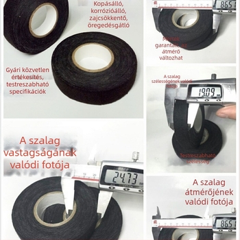Velúr szövetű elektromos szalag kábelekhez, egyoldalas, gumírozó ragasztóval