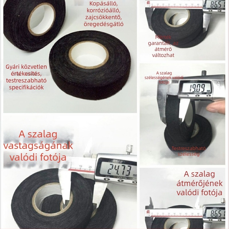 Velúr szövetű elektromos szalag kábelekhez, egyoldalas, gumírozó ragasztóval