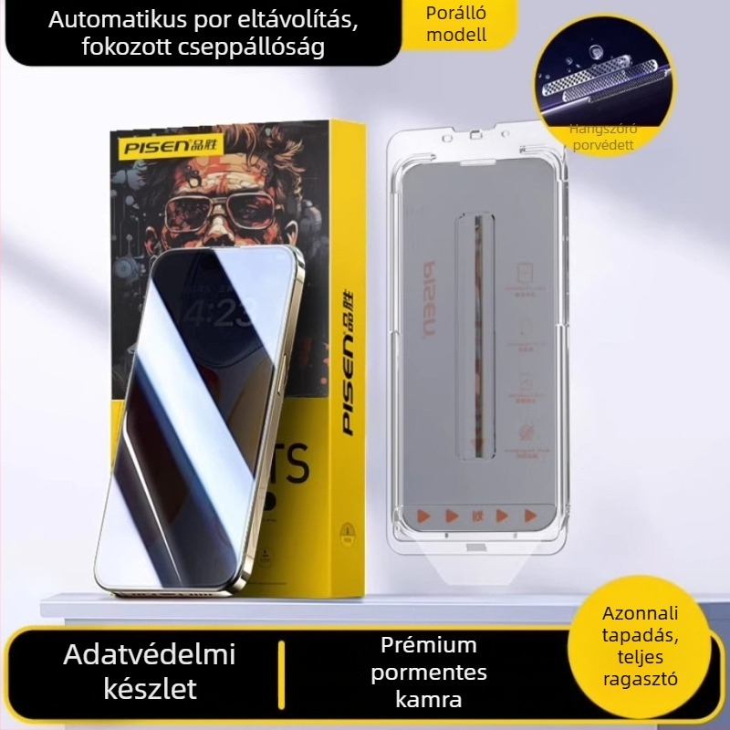 Pinsheng Edzett üveg kijelzővédő iPhone 17 Pro Max, 14, 13 — Anti-Peep, Teljes kijelző, HD