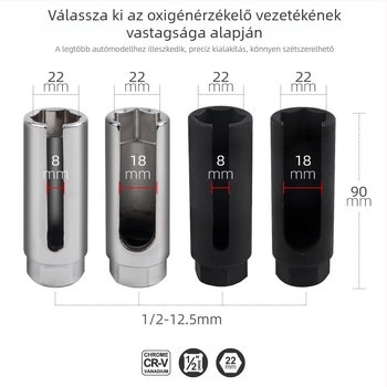 22 mm-es oxigén-szenzor és injektor eltávolító eszköz autóhoz, nyitott végű csatlakozóval