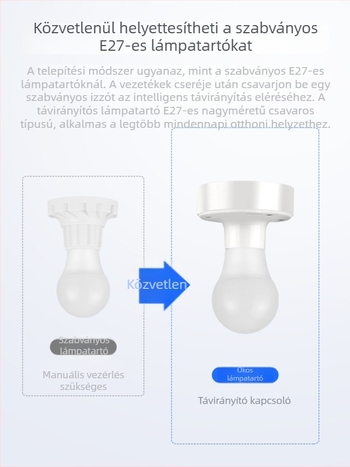 Távirányítható lámpatartó vezeték nélküli fényvezérléssel, E27 foglalat, hálószobai világítás