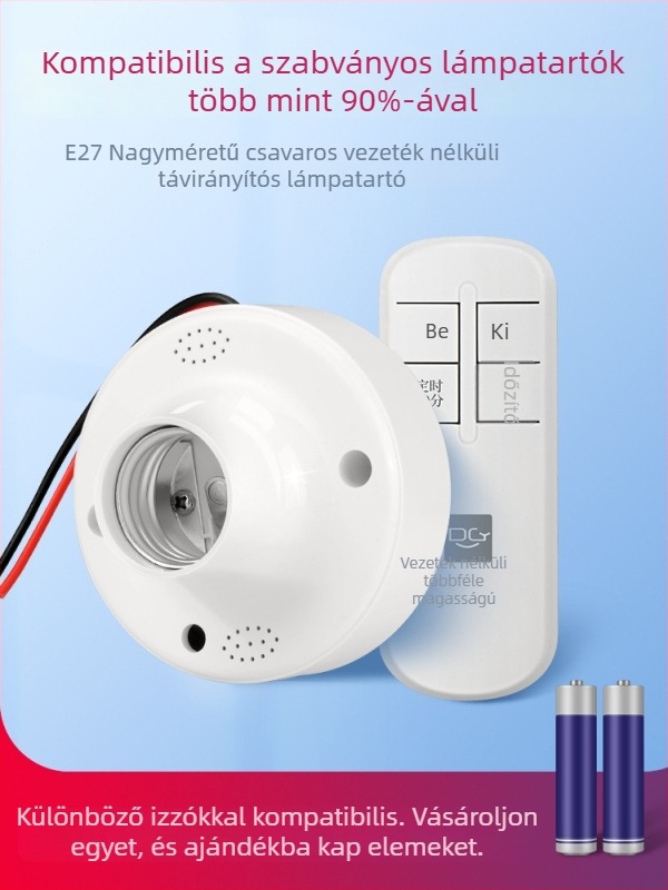 Távirányítható lámpatartó vezeték nélküli fényvezérléssel, E27 foglalat, hálószobai világítás